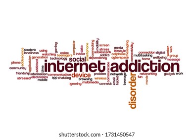 Internet addiction cloud concept on white background