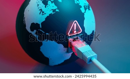 The Internet was attacked worldwide, causing a major disruption.3d rendering