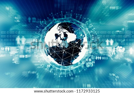 Internet Big data visualization. Conceptual image of internet information technology.