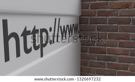 Internet blocked view brick wall concept for internet censorship and access denied 3d illustration