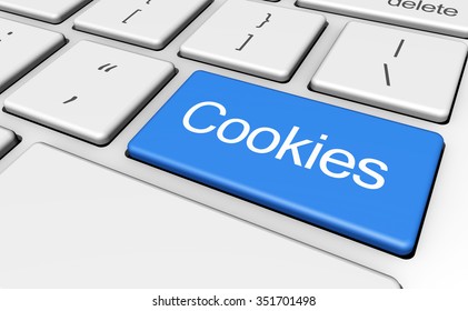 Internet Browser And Web Concept With Cookies Sign And Word On A Blue Computer Key.