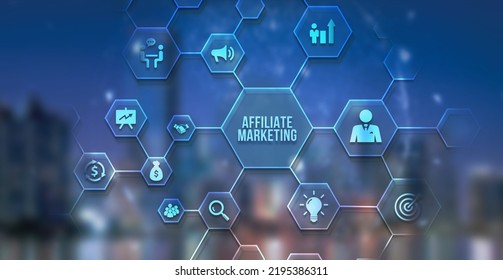 Internet, business, Technology and network concept. AFFILIATE MARKETING. 3d illustration.