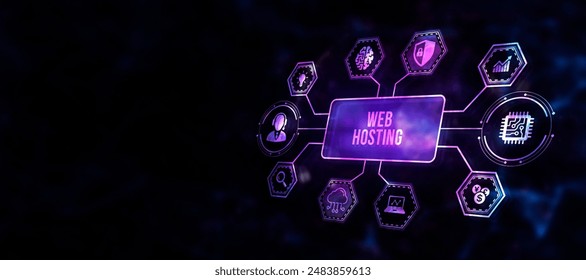 Internet, business, Technology and network concept. Web Hosting. The activity of providing storage space and access for websites.  3d illustration