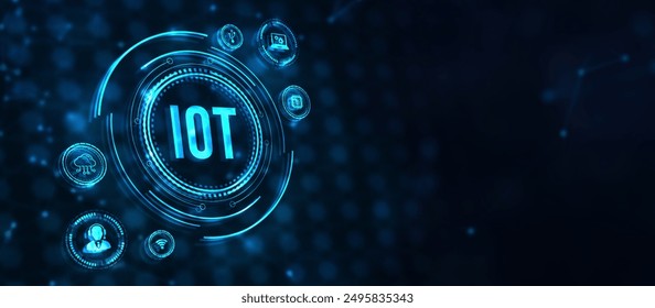 Internet, business, Technology and network concept. Internet of things - IOT concept. Virtual screen of the future with the inscription: IOT. 3d illustration