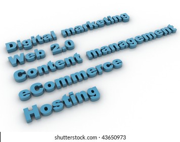 Internet buzz words blue text