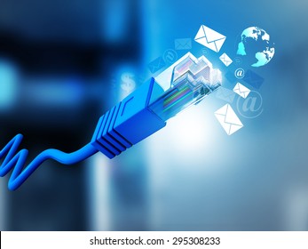 Internet Cable With Email Symbols 	