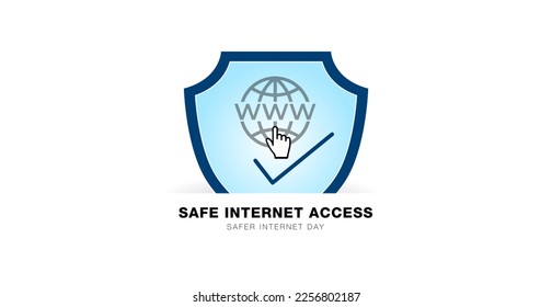 Internet day creative concept. International Safer internet day. Safe internet access text and web icon with shield background. - Powered by Shutterstock