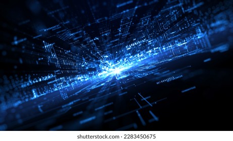 Internet High Speed Connection and Data Analysis Technology Digital Background Concept, Digital Cyberspace with Particles, and Digital Data Network Connections, Abstract Background 3d rendering