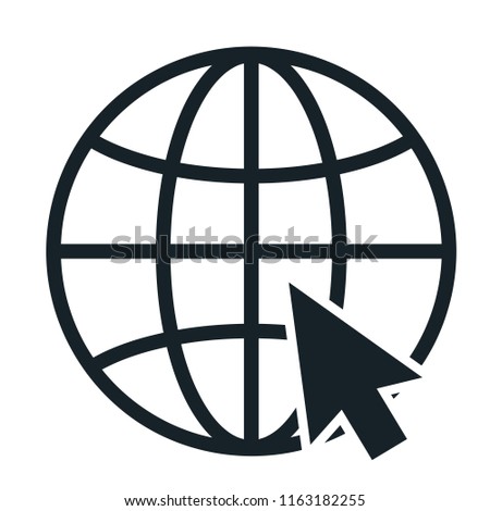 Internet icon with black computer arrow cursor