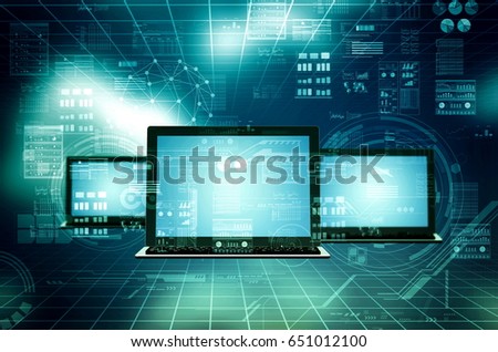 Internet and network connection concept between laptop computer
