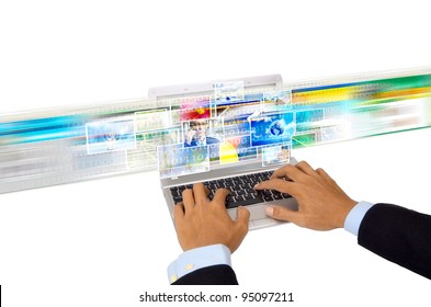 Internet for online  image / picture sharing in high speed internet connection. Isolated in white.
