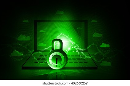 Internet security. Pad lock on digital tech background