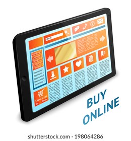 Internet shopping concept with touch tablet wireless gadget pc  illustration