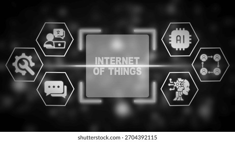 Internet Of Things Concept With AI and Network Icons In Monochro