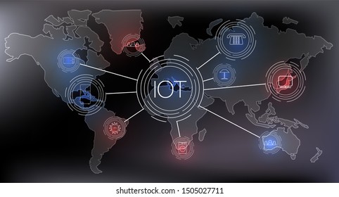 Internet of things (IOT), devices and connectivity concepts on a network, cloud at center. digital circuit board above the planet Earth.