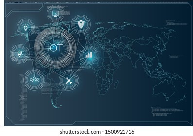 Internet of things (IoT) and networking concept for connected devices. Spider web of network connections with on a futuristic blue background - Shutterstock ID 1500921716