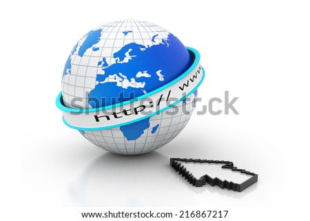 Internet URL with globe 		