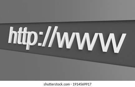Internet web address http www in search bar of browser. 3d rendering