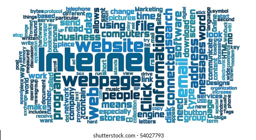 internet and webpage tag or word cloud