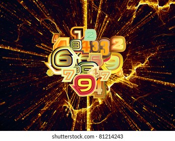 Interplay of numbers and attractive abstract forms on the subject of mathematics, science, computing, modern technologies and numerology