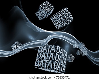 Interplay of symbols and forms in three dimensional  space on the subject of modern technologies