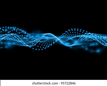 Interplay of various sine waves and lights on the subject of technology, entertainment, communications, sound and audio
