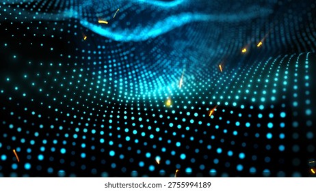 An interpretation of virtual, fluid energy waves, resembling music manifested into tangible sensations, establishes a soothing and tranquil backdrop.