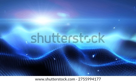 An interpretation of virtual, fluid energy waves, resembling music manifested into tangible sensations, establishes a soothing and tranquil backdrop.