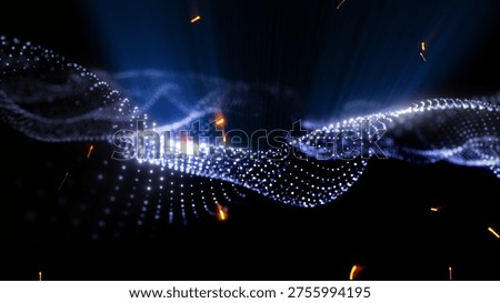 An interpretation of virtual, fluid energy waves, resembling music manifested into tangible sensations, establishes a soothing and tranquil backdrop.