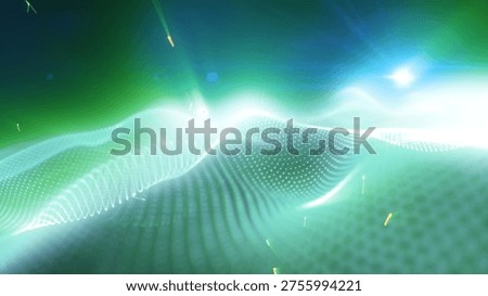 An interpretation of virtual, fluid energy waves, resembling music manifested into tangible sensations, establishes a soothing and tranquil backdrop.