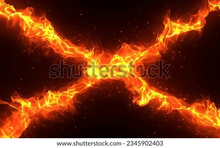 Intersecting flame lines that divide the screen into four