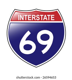 Interstate 69 Sign Which Runs Through Stock Illustration 26594653 ...