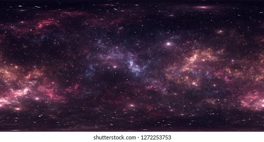 Interstellar Cloud Of Gas And Dust. Deep Outer Space Background With Stars. Space Nebula. Panorama, Environment 360 HDRI Map. Equirectangular Projection, Spherical Panorama. 3d Illustration