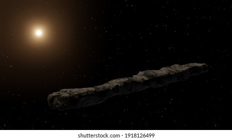 Interstellar Object Passing Through The Solar System Called Oumuamua Comet. 3D Rendering