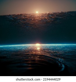 Interstellar, Ocean, Exoplanet, Blue Sunset, Octane Render, Smooth