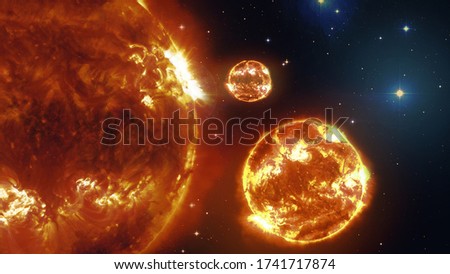 Interstellar space. 2d illustration. Deep cosmos. Science fiction.