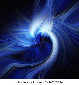 Intertwined Rendering Of White And Blue And Background In Black For A Stunning Visual Effect