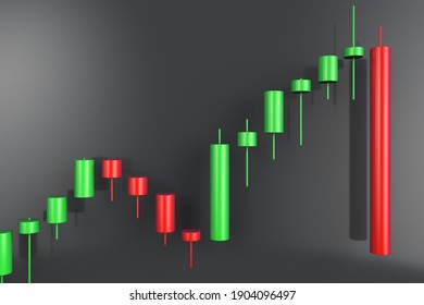 Interval Market Chart In Japanese Candlestick Style. Deceiving Market.3d  Rendering