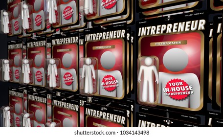 Intrepreneur In-House Self Starter Business Action Figures 3d Illustration