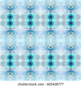 Intricate abstract background made of interconnected twisted space flowers in a grid, seamless pattern ideal for any kind of fabric,print or any other creative use,in pastel colors