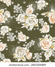 An intricate abstract textile pattern featuring fluid, wave-like distortions of floral and paisley-inspired motifs