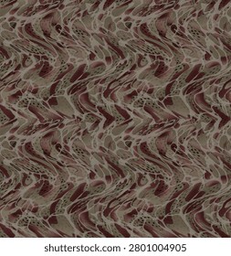 An intricate abstract textile pattern featuring fluid, wave-like distortions of floral and paisley-inspired motifs
