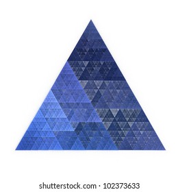 Intricate Blue Abstract Equilateral Triangle On White Background