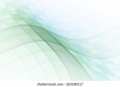 Intricate Blue / Green / Teal Abstract Checkered Wave Design On White Background