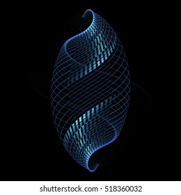 Intricate Blue / Green / Teal Abstract Woven Cocoon On Black Background