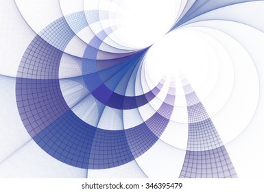 Intricate Blue / Purple Abstract 3D Disc Design On White Background
