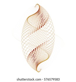 Intricate Copper, Orange And Peach Abstract Woven Cocoon On White Background