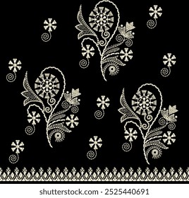 intricate embroidered design pattern with solid background 
