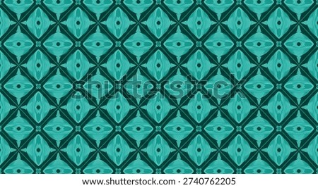 Intricate geometric pattern featuring interconnected diamond shapes in teal and dark blue hues