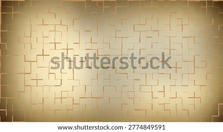 Intricate golden maze pattern with interconnected lines and shapes on a gradient background